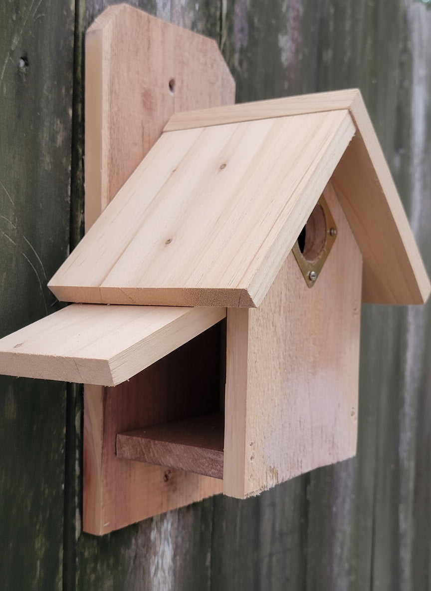 Cedar Bluebird House w/ Peaked roof